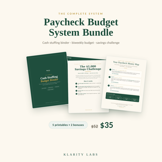 Paycheck Budget System Bundle — Cash Stuffing Binder, Biweekly Budget & Savings Challenge | Printable PDF