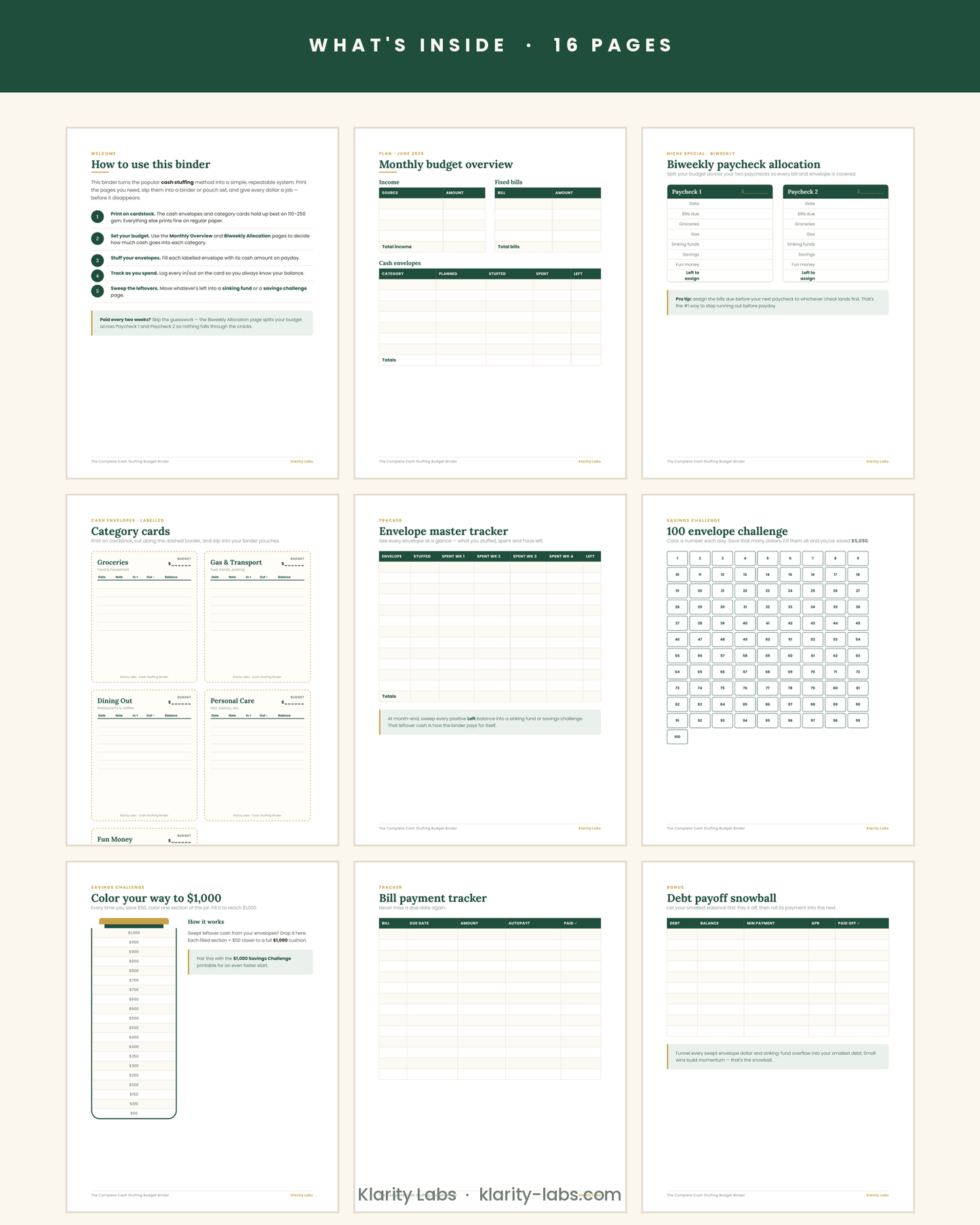 Cash Stuffing Budget Binder — Printable Cash Envelope System